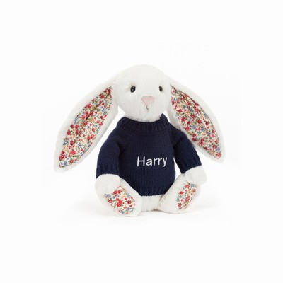 Jellycat Blossom Cream Konijn with Navy Jumper | NI4827910